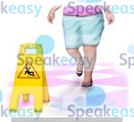 Slip, wet floor, out and about, anxious